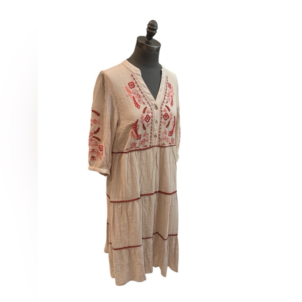 SOLD! ❌ Fig & Flower V-Neck Embroidered Bohemian Midi Dress L - Picture 5 of 15